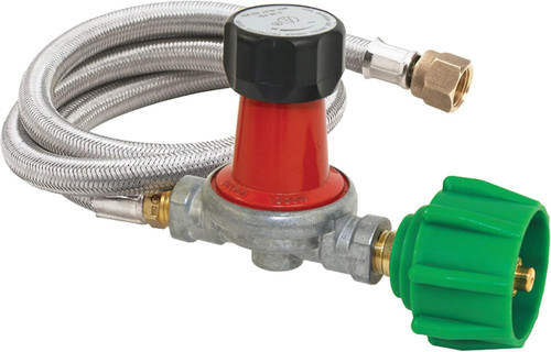 Bayou Classic 48" Stainless Braided LPG Hose w/ 30-psi Adjustable Regulator