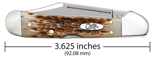 Case XX Mini CopperLock Clip Blade Amber Bone Peach Seed Jig handle - 00133