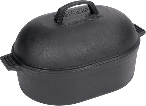 Bayou Classic 12-qt Pre-Seasoned Cast Iron Oval Roaster Features Domed Lid