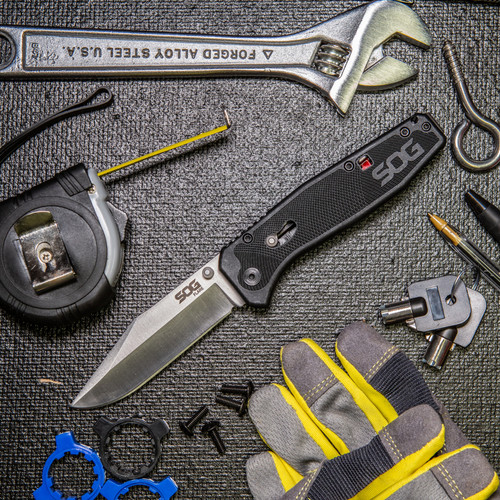 SOG Flare Folding & Pocket Knife Assisted Opening 3.5" Straight Edge Blade