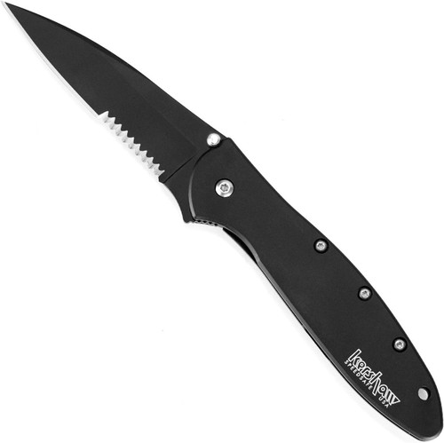 Kershaw Leek Black Serrated EDC Pocketknife 3" Sandvik 14C28N Steel Blade