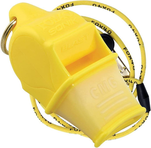 Fox 40 Sonik Blast CMG Pealess Safety Whistle, 120+ dB, Yellow - 9203-0208