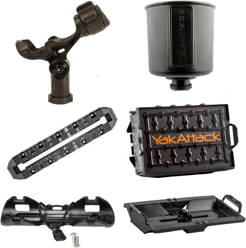 YakAttack Kayak Fishing Starter Pk Bundle Complete Kayak Accessory Kit BLK