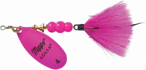 Mepps Aglia Dressed Treble Spinner Hot Pink/Pink Size 4, 1/3 Oz B4ST HP-PK