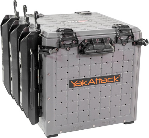 YakAttack BlackPak Pro 13" x 13" Fishing Crate W/ 3 Rod Holders - Grey