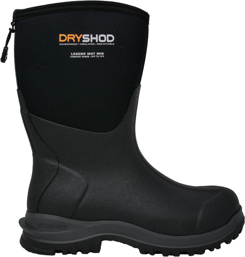 Dryshod Men's Legend MXT Rubber Boots Waterproof Mid-Height Black Size 10