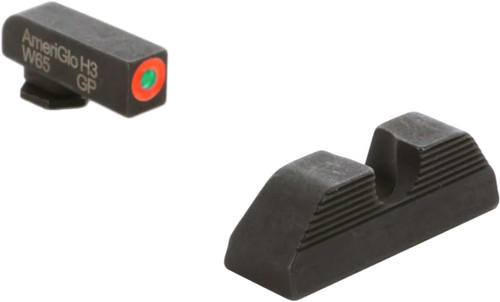 Ameriglo Glock Grn Tritium Orange Outline Front Blk Serrated U Notch Rear