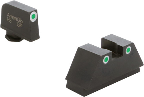 Ameriglo Glock XL Tall Green Tritium 3 Dot Sight Set White Outlines
