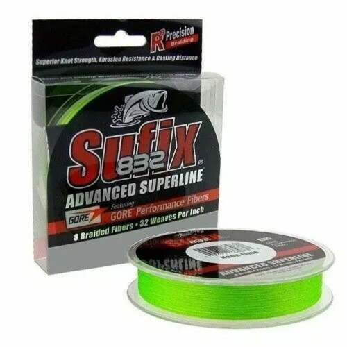 Sufix 832 Advanced Superline Braided Fishing Line 600 yd 65lb Neon Lime