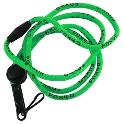 Fox 40 Breakaway Lanyard W/ Logo Adj Cord Lock & J-Hook Clip Neon Green