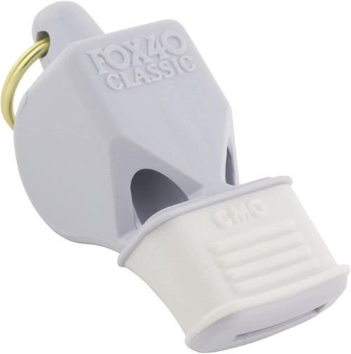 Fox 40 Classic Safety W/ CMG 3-Chamber Pealess Whistle 115 dB - White