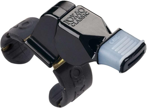 Fox 40 Classic CMG 3-Chamber Pealess Whistle 115 dB W/ Fingergrip Blk