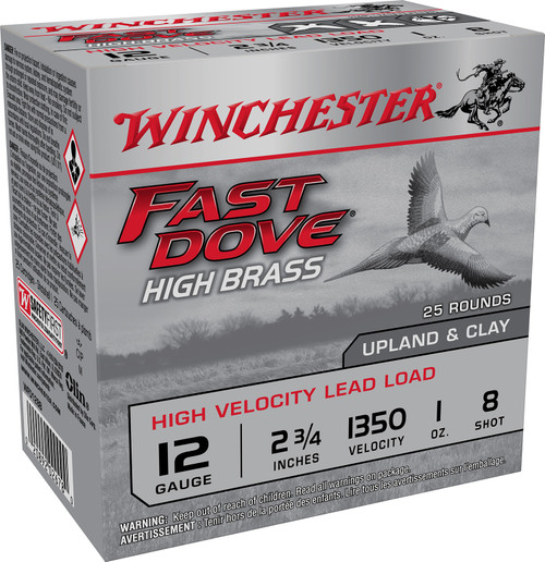 Winchester Fast Dove High Brass 2.75" 1 oz 8 Shot 12 Gauge 250Rnd WFD128BCASE