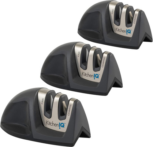 Smith's KitchenIQ Deluxe Diamond Edge Grip 2-Stage Knife Sharpener 3Pk Blk