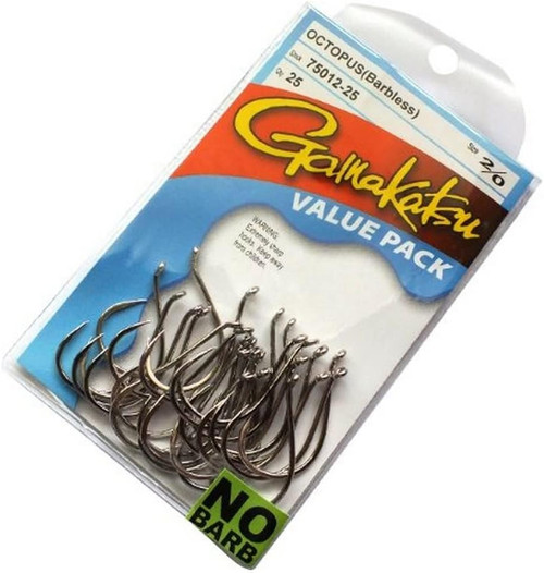 Gamakatsu Barbless Octopus Size 2 Black Finish Pack Of 25 75409-25