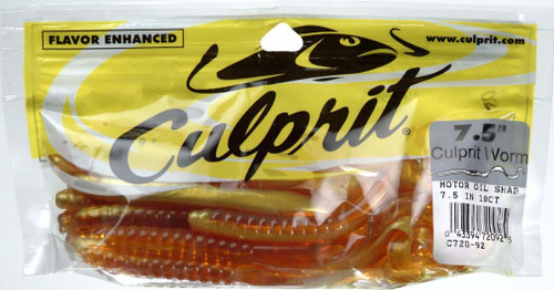 Culprit Lures Culprit Worm, 7.5" Motor Oil Shad - C720-92