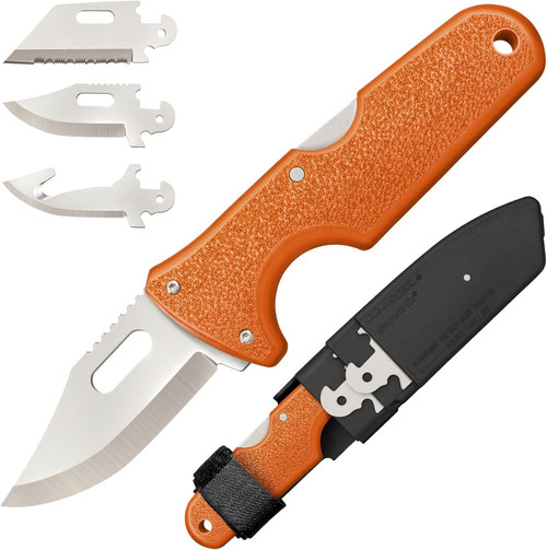 Cold Steel Click-N-Cut Hunters Fixed Blade Knife Sheath & 3 Blades Orange