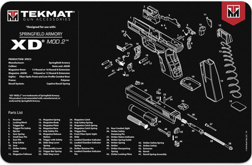 TekMat Springfield Armory XD Mod 2 17"x11" Gun Cleaning Mat TEK-R17-XDMOD2