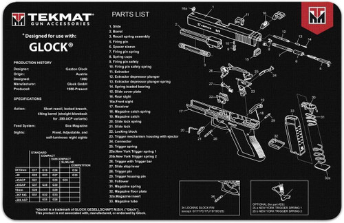 TekMat Glock 17"x11" Gun Cleaning Mat Black - TEK-R17-GLOCK