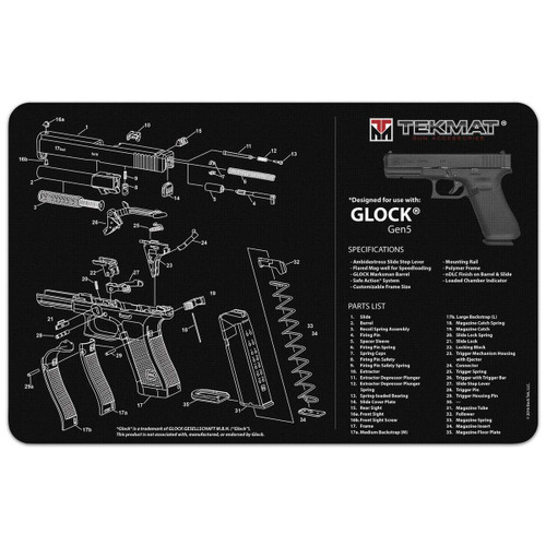 TekMat Glock Gen5 17"x11" Gun Cleaning Mat Black - TEK-R17-GLOCK-G5