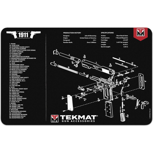 TekMat 1911 17"x11" Gun Cleaning Mat Black - TEK-R17-1911