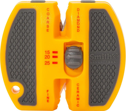 Smith’s Adjustable 2-Step Knife Sharpener Preset Coarse & Fine Slots Yellow