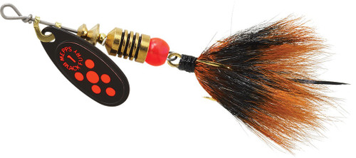 Mepps Black Fury Dressed Treble Spinner Red Dot Orange 1/8 Oz