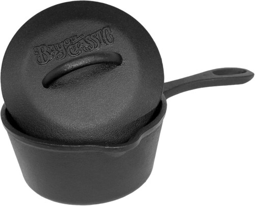 Bayou Classic 1-qt Covered Cast Iron Sauce Pot W/ Self Basting Lid USED
