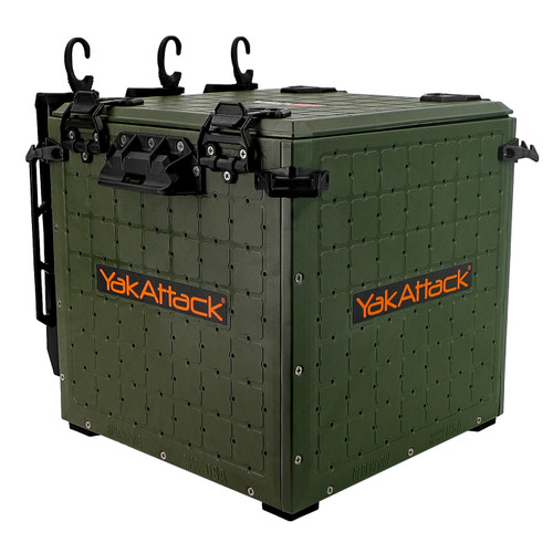 YakAttack BlackPak Pro 13" x 13" Fishing Crate W/ 3 Rod Holders Ranger Grn