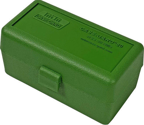 MTM 50 Round Flip-Top Rifle Ammo Box 22-250 6mm PPC 7mm Green