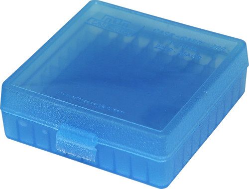 MTM Case-Gard 22-LR 100 Round Flip-Top Ammo Box USA Made Clear Blue