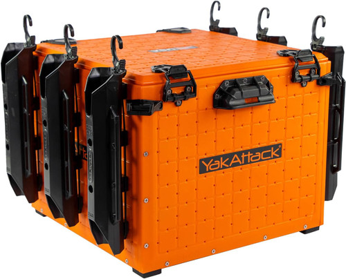 YakAttack BlackPak Pro 16"x16" Fishing Crate W/ 6 Rod Holders Orange USED