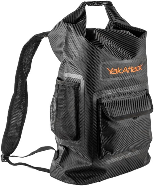 YakAttack 20L Dry Bag Waterproof Backpack Front & Two Side Mesh Pockets BLK