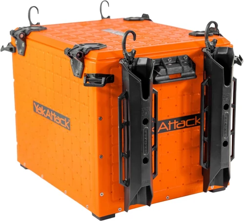 YakAttack BlackPak Pro 13"x16" Fishing Crate W/ 4 Rod Holders Orange USED