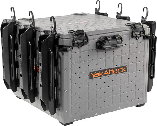 YakAttack BlackPak Pro 16" x 16" Fishing Crate W/ 6 Rod Holders Grey USED