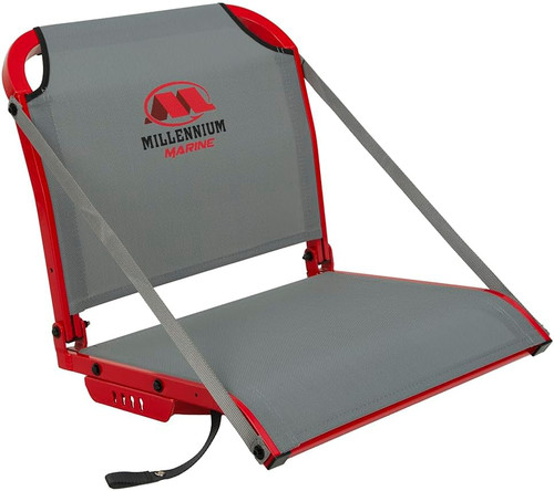 Millennium Outdoors Marine Boat Seat 400lb. Cap Red Frame/Grey Fabric USED