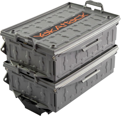YakAttack TracPak Combo Kit 2 Stackable Boxes w/ Quick Release Grey USED