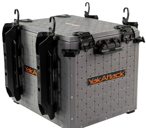 YakAttack BlackPak Pro 13" x 16" Fishing Crate W/ 4 Rod Holders Battleship Grey