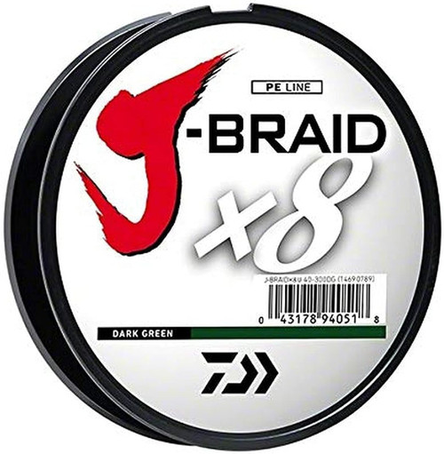 Daiwa J-Braid 8-Strand Woven Round Braid Line 30 Lb 300 Yards Dark Green