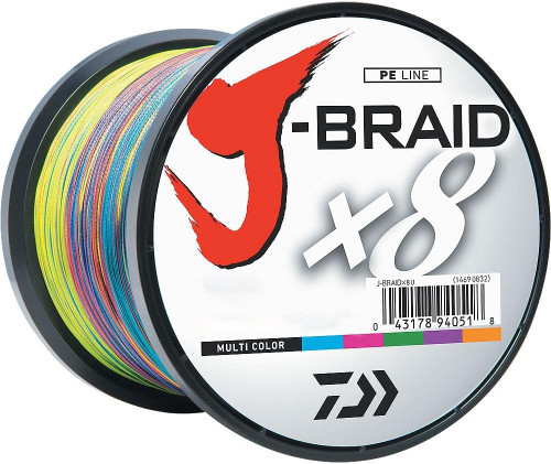 Daiwa J-Braid 8-Strand Woven Round Braid Line 40 Lb 550 Yards Multi Color