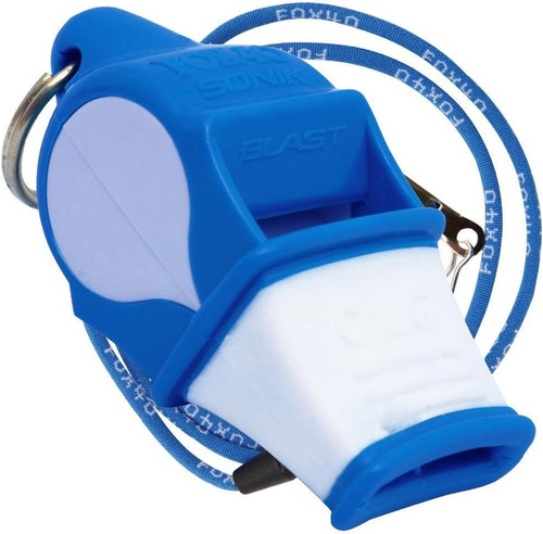 Fox 40 Sonik Blast CMG Pealess Whistle Blue-White W/ Lanyard 120dB