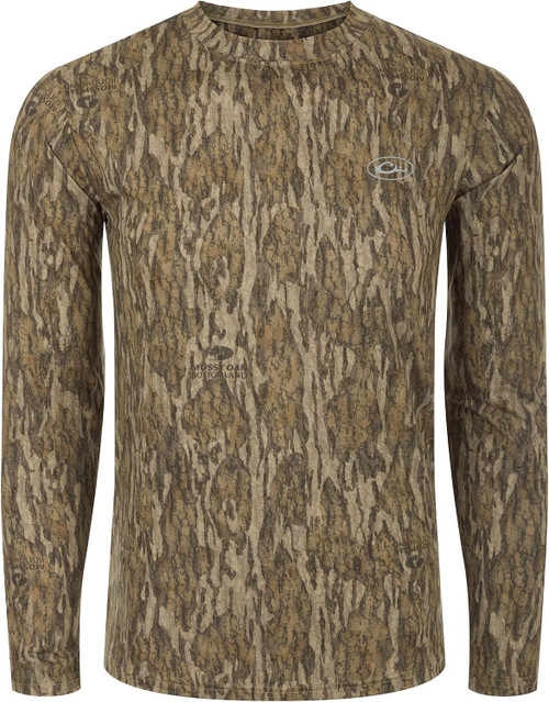 Drake Waterfowl Youth EST Camo Performance Long Sleeve - Bottomland M
