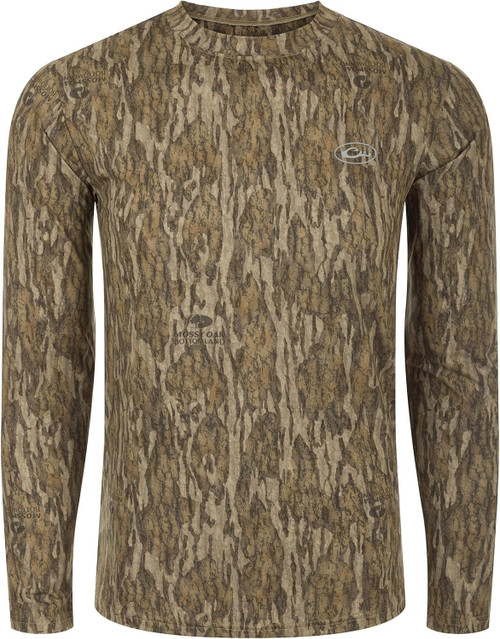 Drake Waterfowl Youth EST Camo Performance Long Sleeve - Bottomland M
