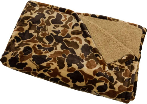 Drake Waterfowl Old School Camo Sherpa Fleece Throw Blanket 60" X 84"