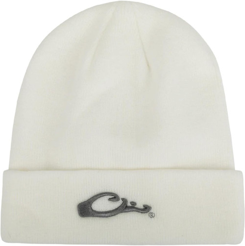 Drake Waterfowl LST Rib-Knit Stocking Cap Old-Style Roll-Up Edge OSFM White