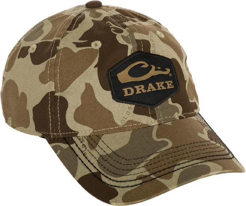 Drake Waterfowl Camo Cotton Twill Hex Patch Cap Old School Timber - OSFM