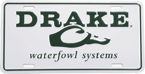 Drake Waterfowl Duck Head Logo Aluminum License Plate White