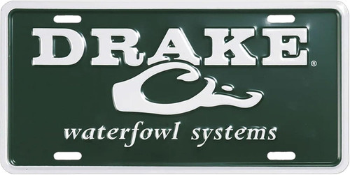 Drake Waterfowl Duck Head Logo Aluminum License Plate Green