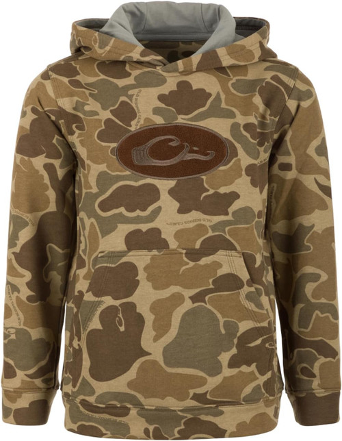 Drake Youth Three End Hoodie & Kangaroo Pocket - Old School Timber Large