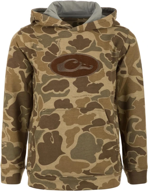 Drake Youth Three End Hoodie & Kangaroo Pocket - Old School Timber Large